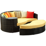 LexMod Taiji Outdoor Wicker Patio Daybed with Ottoman in Espresso