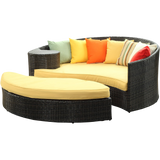 LexMod Taiji Outdoor Wicker Patio Daybed with Ottoman in Espresso