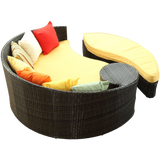 LexMod Taiji Outdoor Wicker Patio Daybed with Ottoman in Espresso