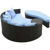 LexMod Taiji Outdoor Wicker Patio Daybed with Ottoman in Espresso
